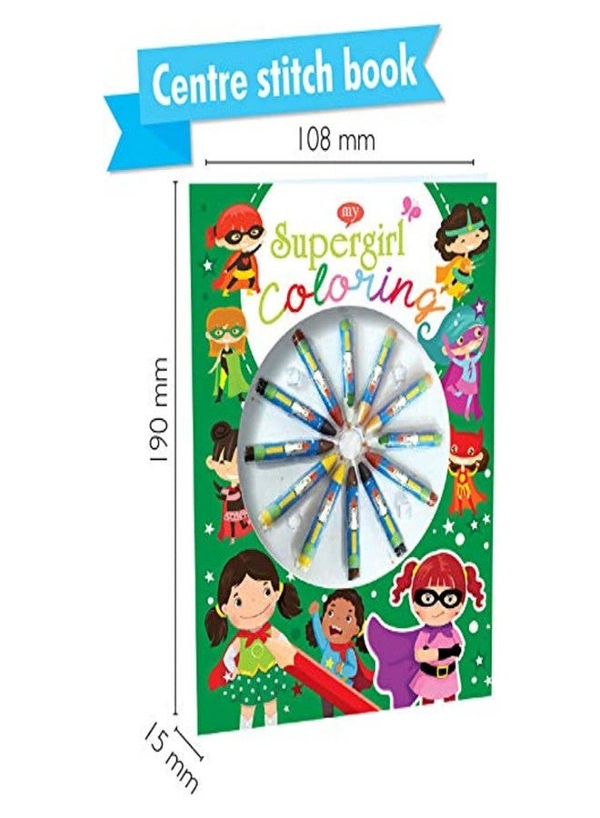 BRIJBASI Hello Friend Supergirl Coloring Book with 12 vibrant Crayons Colours + 24 Pages Colouring Book for 4+ yrs. - Image 2